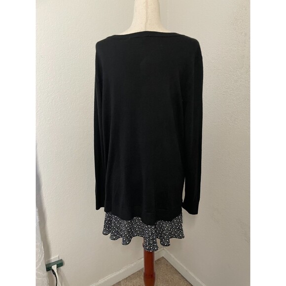 LOFT Womens Plus Black Tunic Sweater Layered Hem Size 16/18 Knit Work Office - Picture 2 of 8